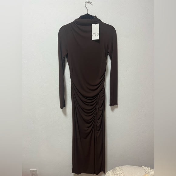 Brown long sleeve Zara dress New with Tags - Picture 1 of 3
